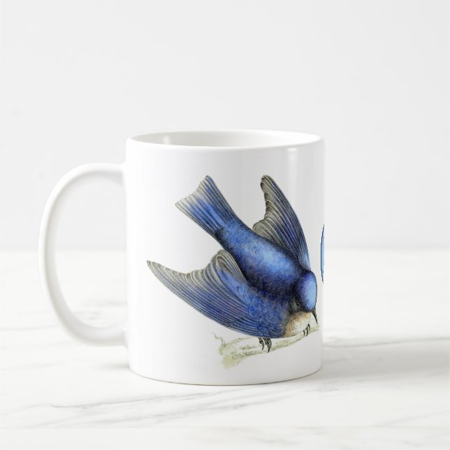Caneca De Café Era Vitoriana 1851 Bluebird Art & Monograma (Esquerda)