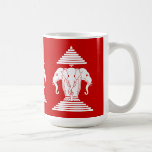 Caneca De Café Erawan Three Headed Elephant Lao / Laos Flag