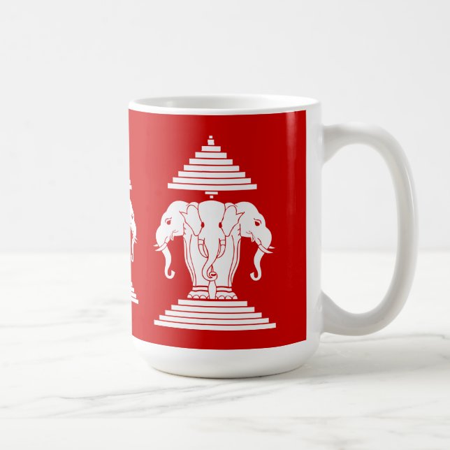 Caneca De Café Erawan Three Headed Elephant Lao / Laos Flag (Direita)