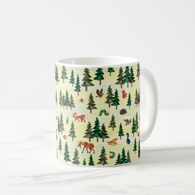 Caneca De Café Eric Carle | Padrão de Diversão Florestal (Frente Esquerda)