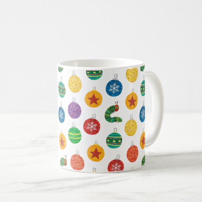 Caneca De Café Eric Carle | Padrão de Natal da lagarta (Frente Esquerda)