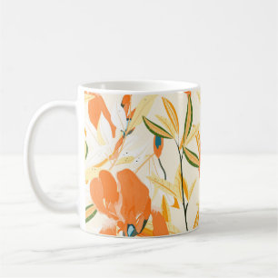 Caneca De Café Erris de laranja: padrão floral uniforme