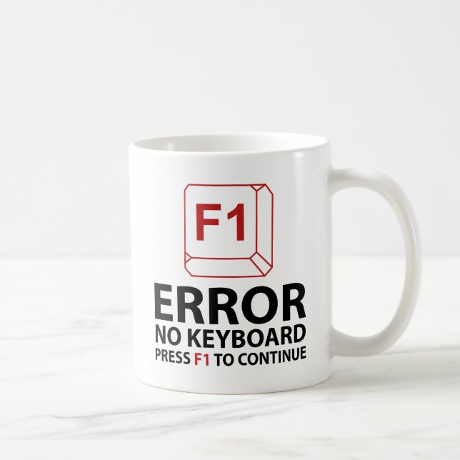 Caneca De Café Erro Sem Teclado Pressione F1 Para Continuar (Direita)