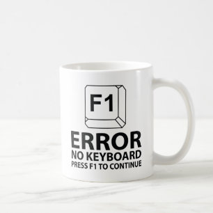 Caneca De Café Erro Sem Teclado Pressione F1 Para Continuar