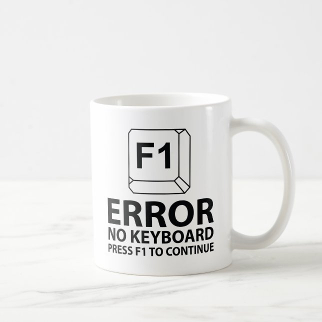 Caneca De Café Erro Sem Teclado Pressione F1 Para Continuar (Direita)