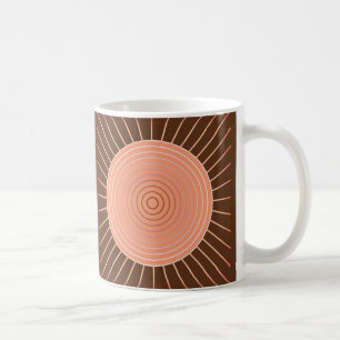 Caneca De Café Erupção Solar Geométrica Moderna - Bege e Marrom