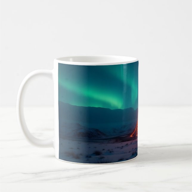 Caneca De Café Erupção vulcânica sob a Aurora Borealis (Esquerda)