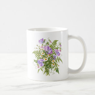 Caneca De Café Ervilha Doce e Camomila Jardim de Primavera