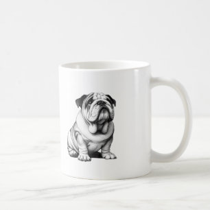Caneca De Café Esboço adorável de um buldogue preto e branco
