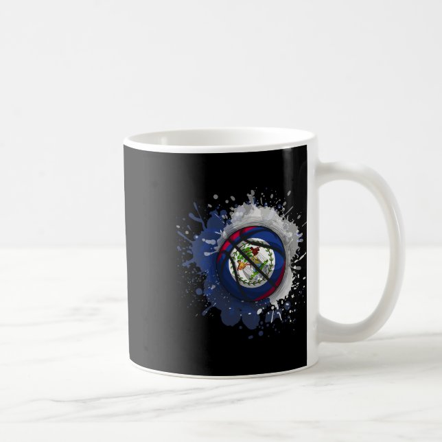 Caneca De Café Esboço Com Bandeira de Belize  (Direita)