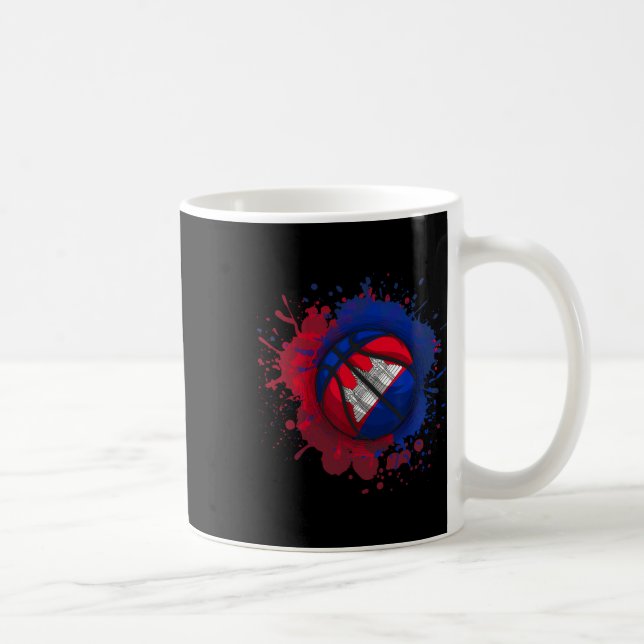 Caneca De Café Esboço Com Bandeira do Camboja  (Direita)