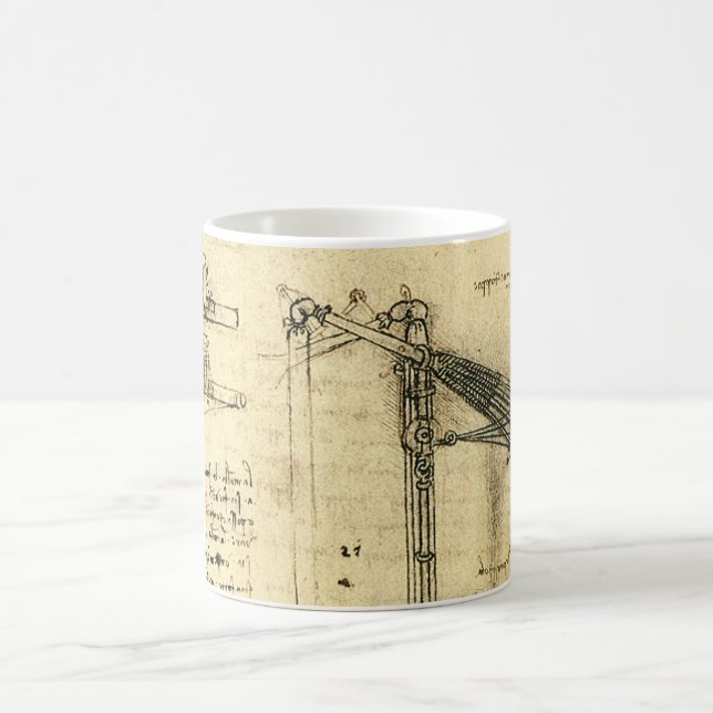 Caneca De Café Esboço da Ala de Leonardo da Vinci sobre Máquina V (Centro)