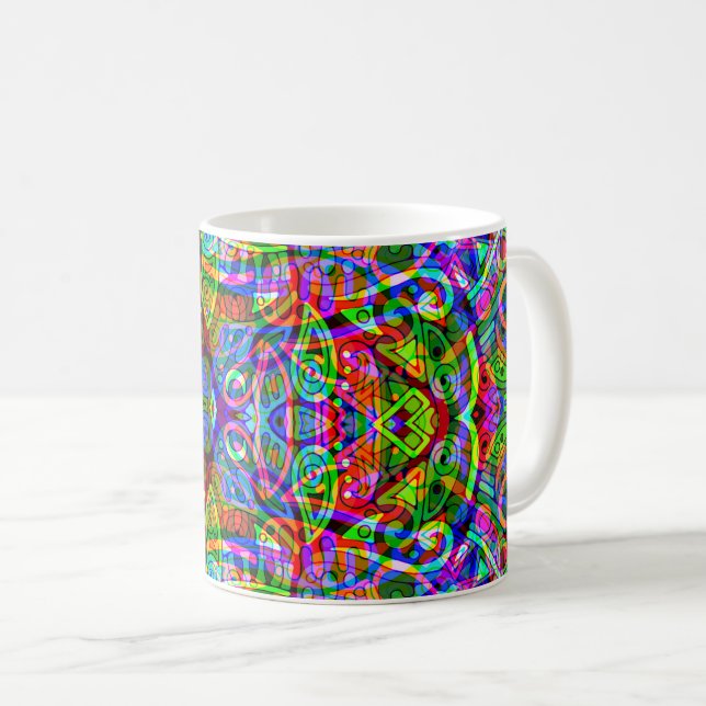 Caneca De Café Esboço de arte fantástica - Abstrato Neon Shift 3 (Frente Esquerda)