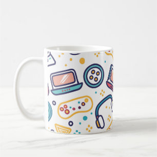Caneca De Café Esboço de Desenho Animado de Jogo de Vídeo Infanti