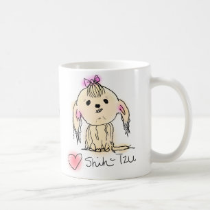 Caneca De Café Esboço de Doodle da Mulher Bela Shih Tzu