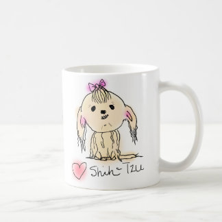 Caneca De Café Esboço de Doodle da Mulher Bela Shih Tzu
