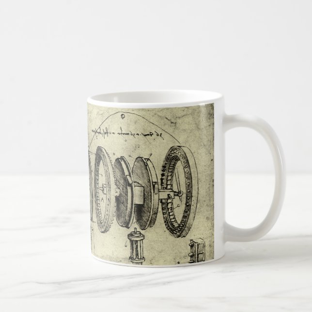 Caneca De Café Esboço de Engenharia de Leonardo da Vinci de uma r (Direita)
