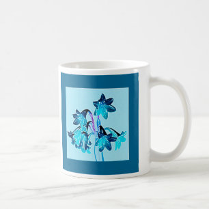 Caneca De Café Esboço de Hemerocallis - Azul Cobalto e Céu