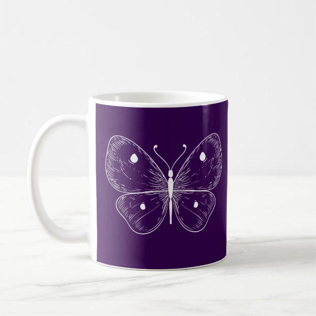 Caneca De Café Esboço Delicado Borboleta (Esquerda)