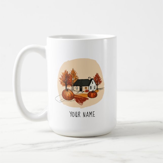 Caneca De Café Esboço Personalizado de Outono (Esquerda)