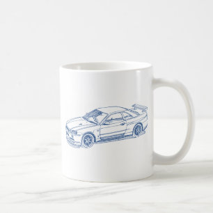 Caneca De Café Esboço R34 2000 GTR da skyline do Nis