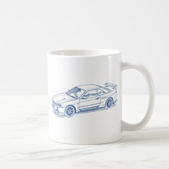 Caneca De Café Esboço R34 2000 GTR da skyline do Nis (Direita)