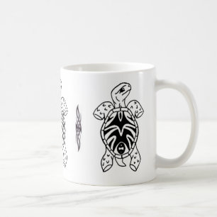 Caneca De Café esboço tribal da tartaruga