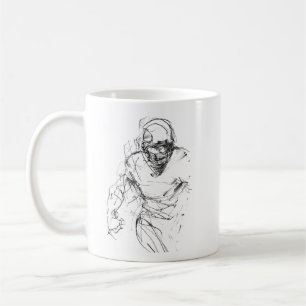 Caneca De Café Esboço Vintage de Jogador de Futebol Americano em 