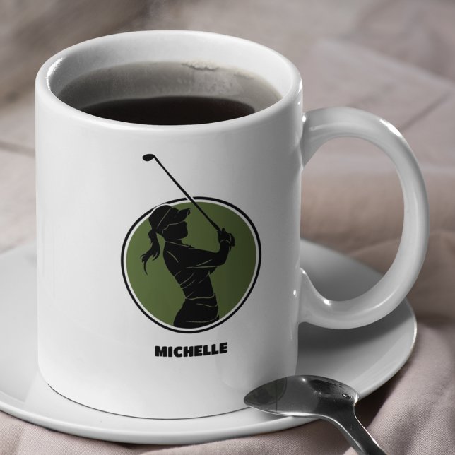 Caneca De Café Escada Verde-Olival Silhouette Golf (Criador carregado)