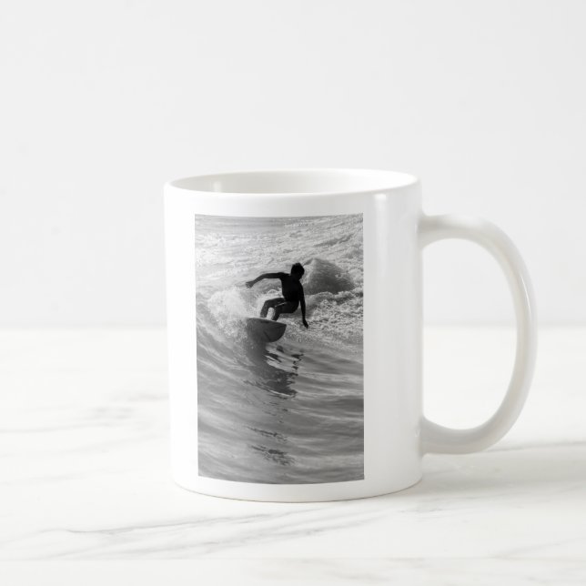 Caneca De Café Escala De Cinza Da Onda (Direita)