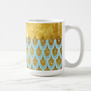 Caneca De Café Escamas De Peixe De Sereia Azul-Brilhante
