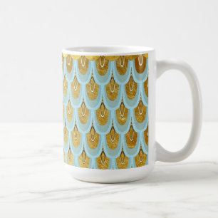 Caneca De Café Escamas De Peixe De Sereia Azul-Brilhante