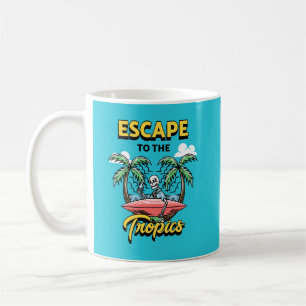 Caneca De Café Escape para o Surf de esqueleto trópico