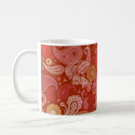Caneca De Café Escarlate vermelho de paisley