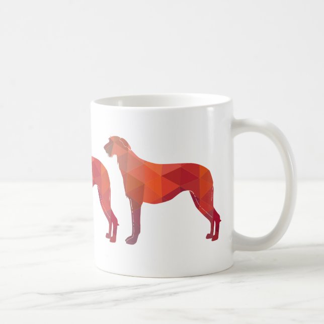 Caneca De Café Escocês Deerhound Geométrico Pattern Silhouette (Direita)