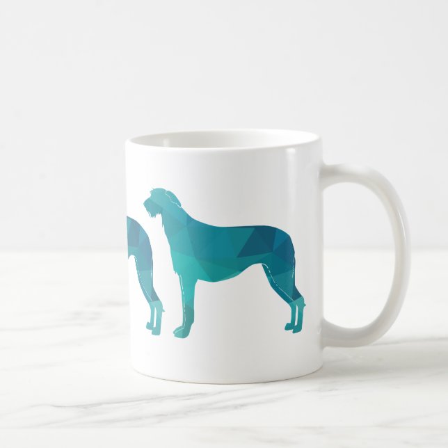 Caneca De Café Escocês Deerhound Geométrico Pattern Silhouette (Direita)