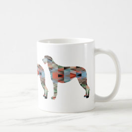 Caneca De Café Escocês Deerhound Geométrico Pattern Silhouette