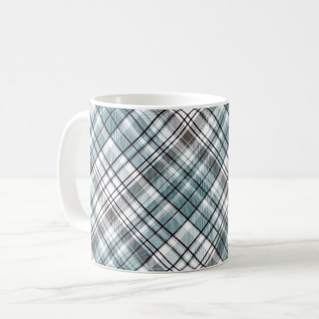 Caneca De Café Escocês, preto e branco, xadrez, elegante, clássic (Frente Esquerda)