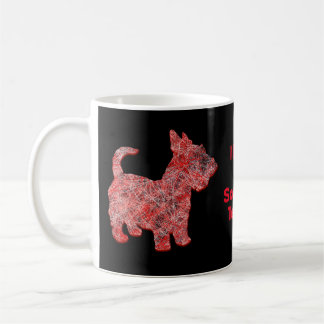 Caneca De Café Escocês Terrier Dog Silhouket Red Grid