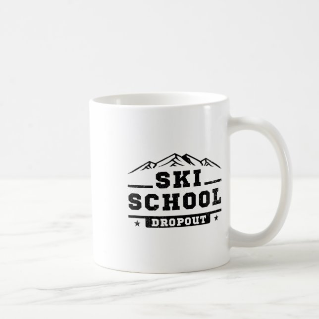 Caneca De Café Escola de Esqui Engraçada Desistente Esquiando Esq (Direita)