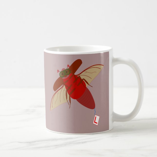 Caneca De Café Escola de Voo Maybug! Ilustração Engraçada (Direita)