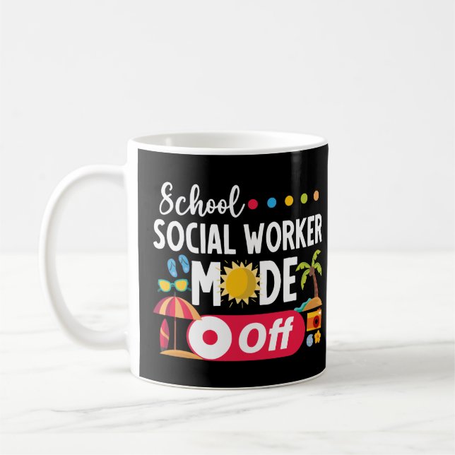 Caneca De Café Escola Social Worker Mode Off Engraçado Summer (Esquerda)