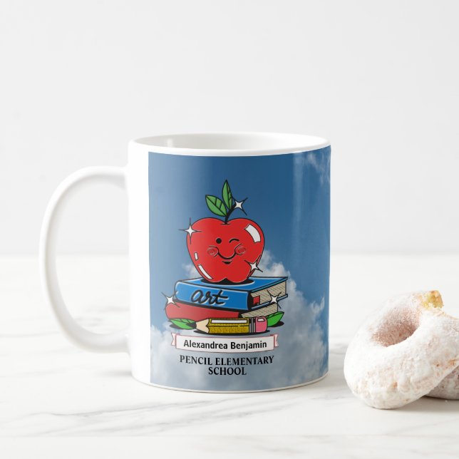 Caneca De Café Escolas de Professores Livros Escolares Personalid (Com Donut)