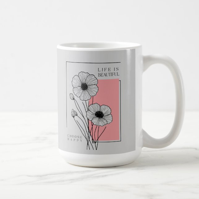 Caneca De Café escolha arte floral feliz (Direita)