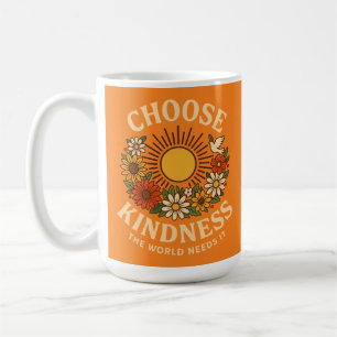Caneca De Café Escolha bondade com a arte retro-floral