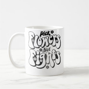 Caneca De Café Escolha Flores Não Brigas Vintage Paz dos Anos 70