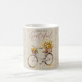 Caneca De Café Escolha ser Grateful Floral Bicycle Mug