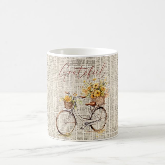 Caneca De Café Escolha ser Grateful Floral Bicycle Mug (Centro)