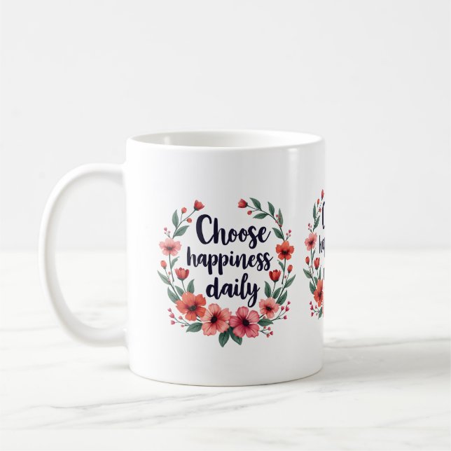 Caneca De Café Escolher o Caminho Floral Diário da Felicidade (Esquerda)