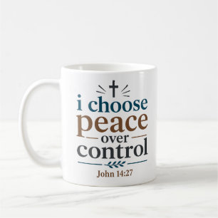 Caneca De Café Escolho a Paz em vez do Controle Citação Cristã Mo